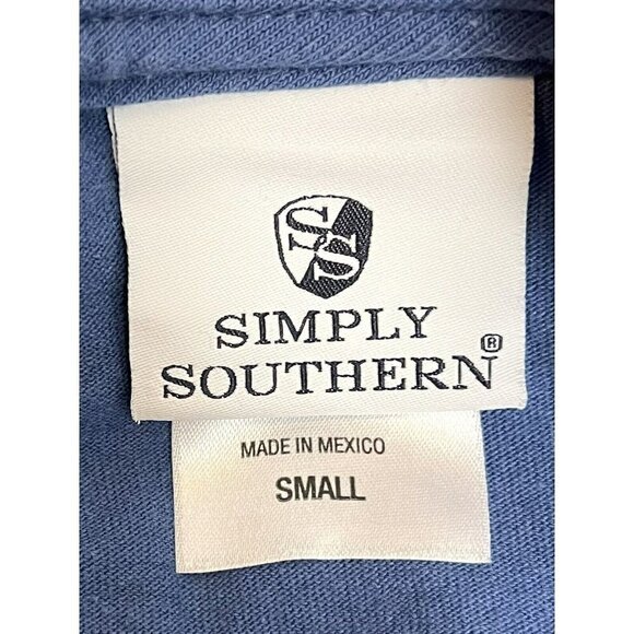 SIMPLY SOUTHERN Adult SMALL Blue L/S Cotton T-SHIRT Breast Cancer Awareness EUC - Picture 6 of 8